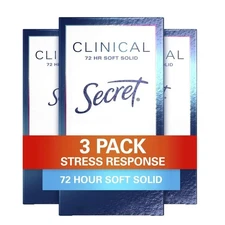 Pack 3 Secret Deodorant Antiperspirant Clinical Strength 48HR Solid Stress 1.6oz