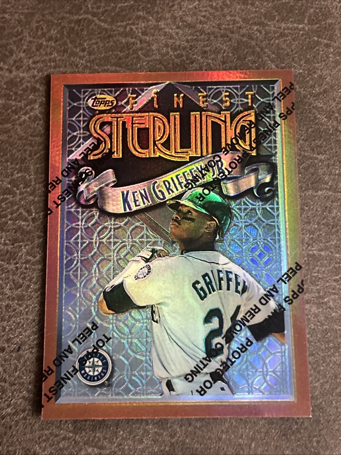 Ken Griffey Jr 1996 Topps Finest Sterling Refractor #24 w/ Peel Mariners