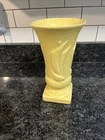 Vintage McCoy Pottery Matte Yellow Sailboats Vase 9” Tall