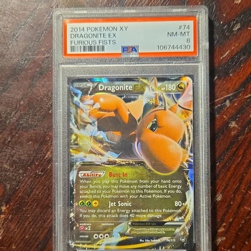 Pokémon Dragonite EX XY Furious Fists 74/111 Ultra Rare Holo PSA 8