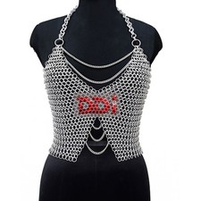 Medieval Aluminum Chainmail Top Handmade Body Jewelry Costume Women's Party Wear