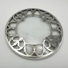 ANTIQUE TEAPOT STAND STERLING SILVER MOUNTED GLASS BIRMINGHAM 1927 MAPPIN & WEBB