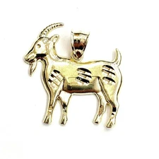 New 10k yellow Gold Goat Pendant charm diamond cut animal fine gift jewelry 2.7g