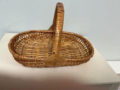 10  Vintage Handmade Gathering Basket, God's Eye handle, Eggs Flowers Vegetables