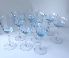 Fostoria Wilma Azure 6 Wine & 2 Champagne Glasses