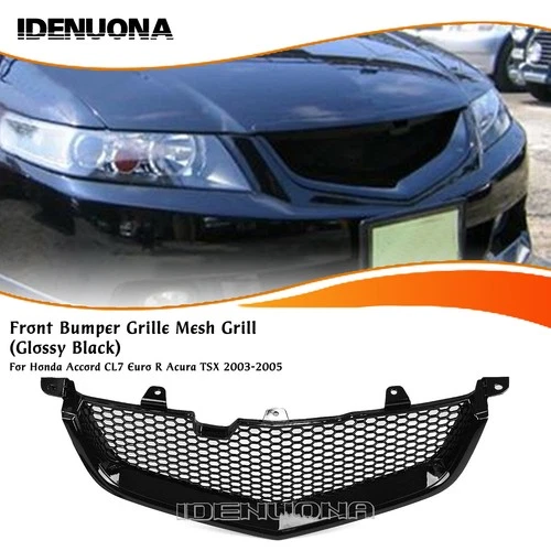 Front Bumper Grille For Honda Accord CL7 Euro R Acura TSX 2003-2005 Gloss Black