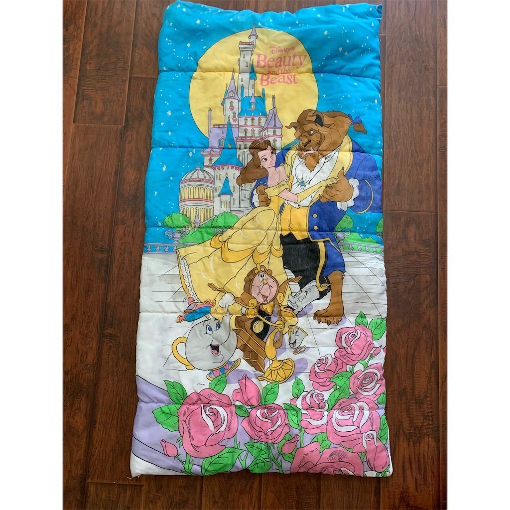 Vintage 1990s Disney Beauty and the Beast Kids Sleeping Bag