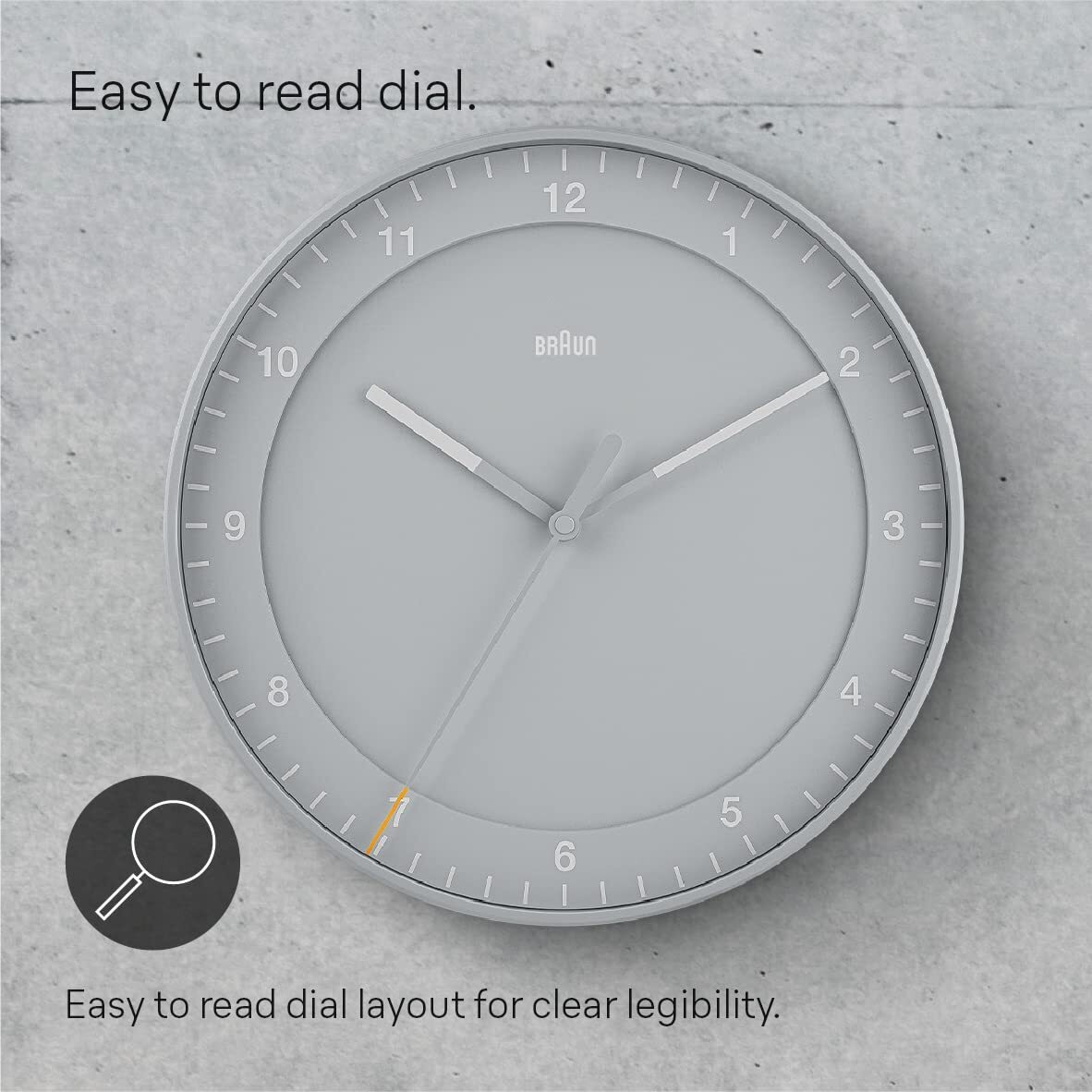 BRAUN WALL CLOCK GRAY BC17G ブラウン BC17 Braun classic large analogue wall clock - grey – Braun