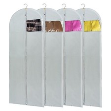 4PCS Gray Garment Bags with Clear Window, Foldable Design, Closet Storage  Trav