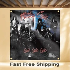 MOTLEY CRUE GIRLS GIRLS GIRLS 4'X4' BANNER ALBUM COVER ART FABRIC POSTER FLAG