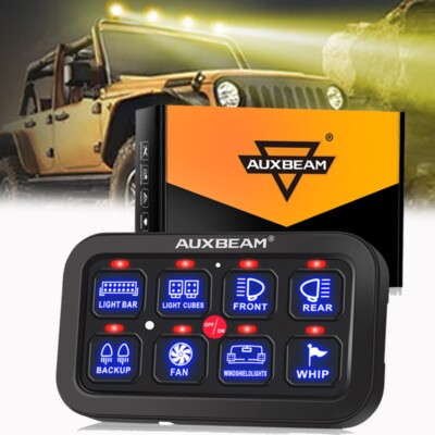 Auxbeam Switch Panel 8 Gang Circuit Control System Relay For Car Truck Offroad