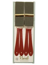 1940s Vintage Style Khaki Green Button Trouser Braces Real Leather