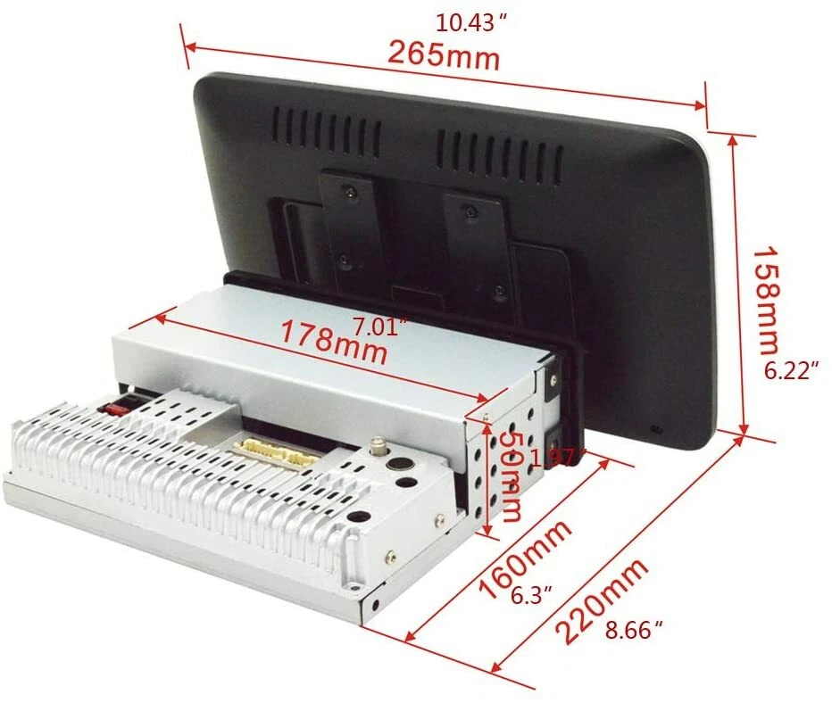AUTORADIO ANDROID 10" POLLICI DAB+ 2GB RAM STEREO AUTO 1 DIN SCHERMO ESTRAIBILE - Immagine 3 di 4