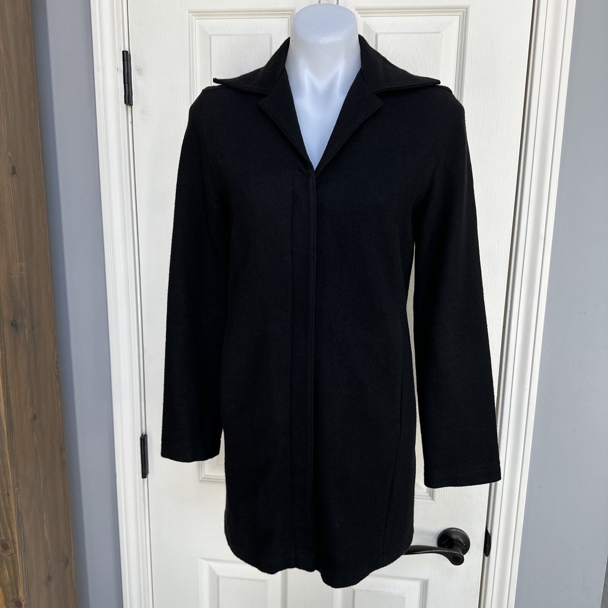 Banana Republic Wool Blend Coat Peacoat Long Button Jacket Black
