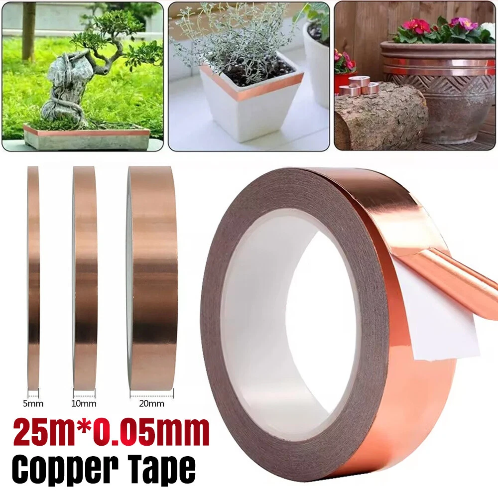 25M Adhesivo Cobre Slug Tape Caracol Barrera Conductor Repelente Guitarra EMI!