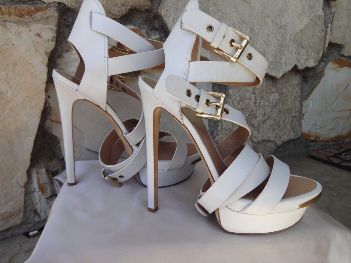 DSQUARED2 MULTI STRAP WHITE LEATHER CAGE LACE-UP SANDALS EU DSQUARED2 MULTI STRAP WHITE LEATHER CAGE LACE-UP SANDALS EU