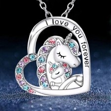 Adorable 925 Silver Unicorn Pendant Necklace Graduation Gift for Girls