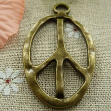 Free Ship 24 pcs Antique bronze peace symbol charms pendant 51x29mm L-359