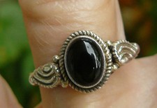 Black Onyx Sterling Silver ring Varied Designs Sizes small to large Natural Gem