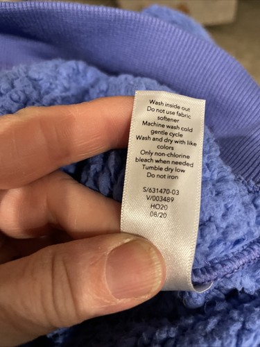 Athleta Girl Fleece Hoodie Sweater Size XL/14 Periwinkle Pullover Soft Sherpa - Picture 8 of 8
