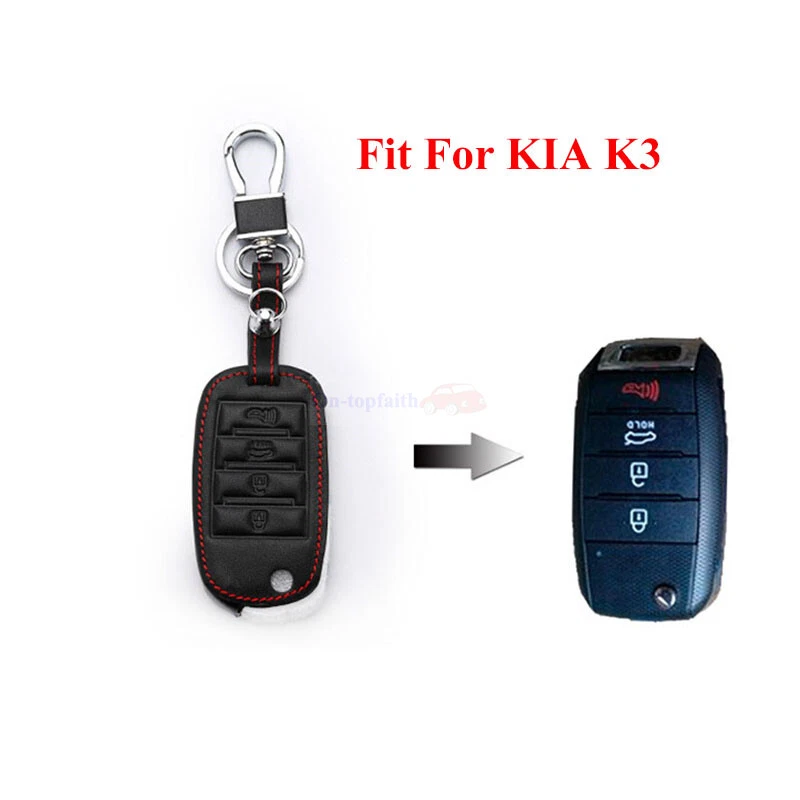 Подходит для KIA Sportage Forte Soul 4 кнопки Flip кожаный дистанционный брелок сумка чехол - Изображение 2 из 4