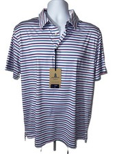 Chubbies Men's The 4th Of Ju-Line Performance Polo Shirt-White Multi-Medium-New