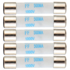 Digital Multimeter Fuse 0.5A 500mA 1000V DC Fast Acting Nickel-Plated Brass Cera