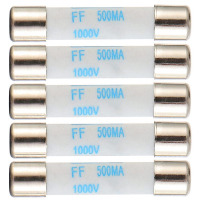 Digital Multimeter Fuse 0.5A 500mA 1000V DC Fast Acting Nickel-Plated Brass Cera