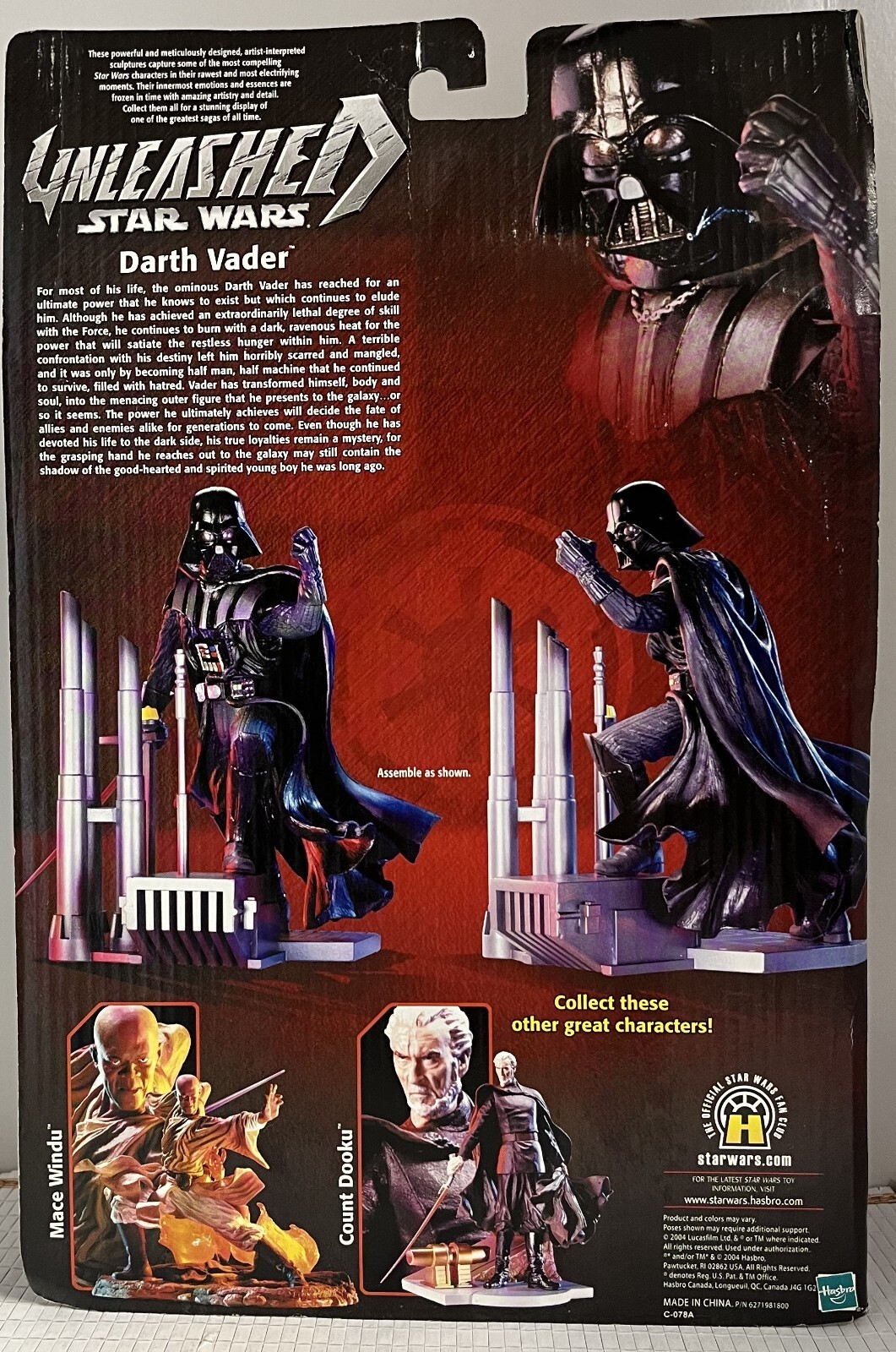 Hasbro Star Wars Unleashed Darth Vader 2004 7" Figure on Variant Art Card MINT