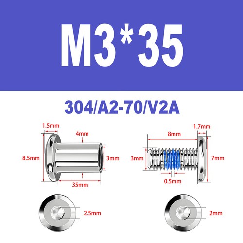 Möbelschrauben A2 V2A Hülsenschrauben M2-M6 Verbindungsschraube Möbelverbinder - Bild 35 von 122