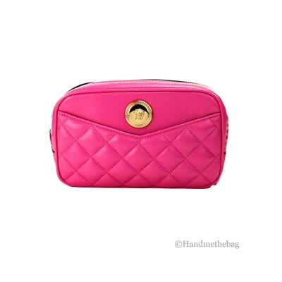 Versace Small Quilted Fuchsia Smooth Leather Chain Camera
