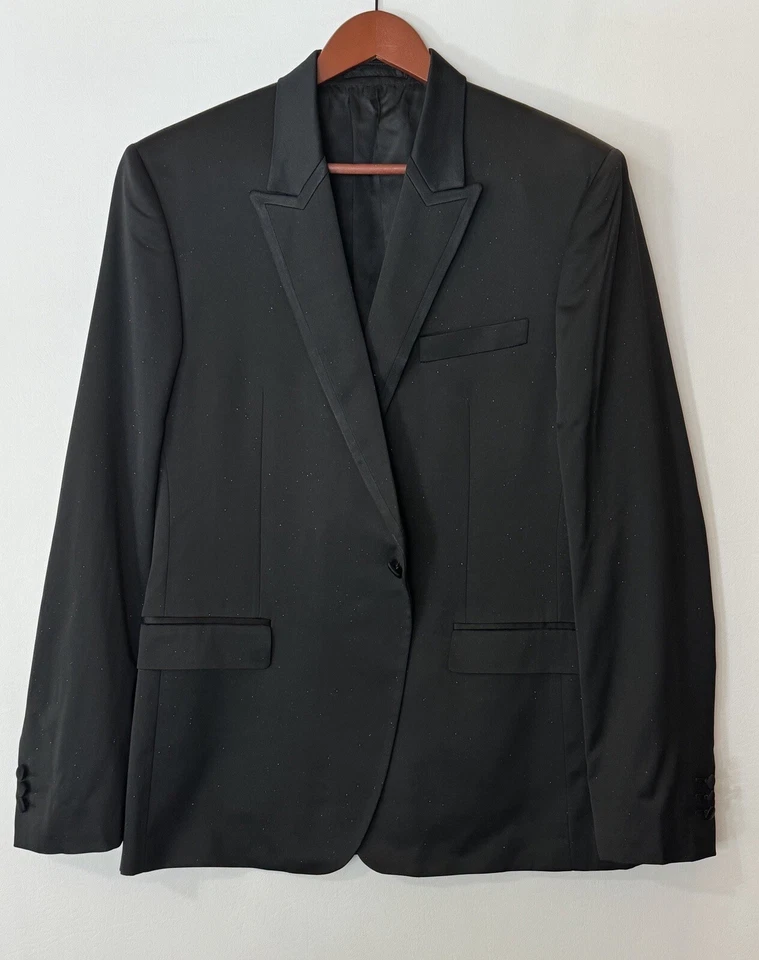 Versace Collection Black Glitter Dinner Tuxedo Jacket Size 44 L #227 - Image 2 of 4