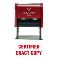 Certified Exact Copy Self Inking Rubber Stamp Red Ink - Large
