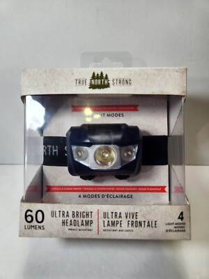 TRUE NORTH STRONG 60 LUMENS HEADLIGHT UTRA BRIGHT RUNNING HIKING NEW
