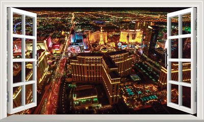Las Vegas Night Magic Fenster Wandbild selbstklebend Aufkleber Abziehbild Druck Poster