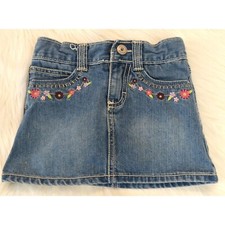 OshKosh B'Gosh Embroidered Jean Mini Skirt Toddler Size 3 Denim