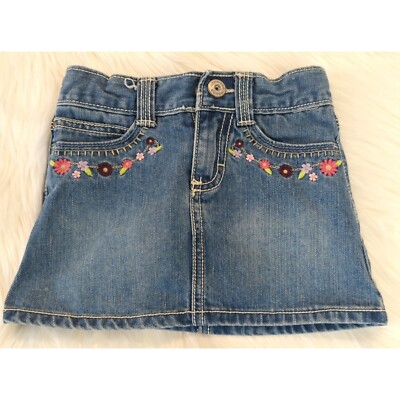 OshKosh B'Gosh Embroidered Jean Mini Skirt Toddler Size Denim