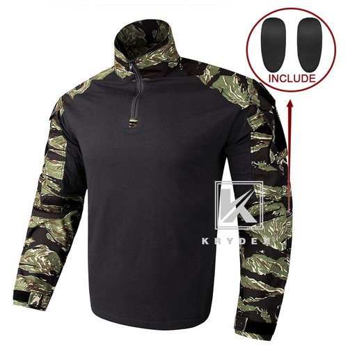 KRYDEX Gen3 Combat Shirt Long Sleeve w Elbow Pads Top Army Tiger Stripes Airsoft - Picture 2 of 7