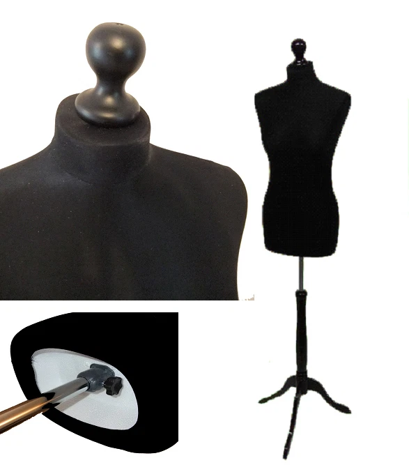 THE SHOPFITTING SHOP Size 10 BLACK Female Dressmaking MANNEQUIN TAILORS Dummy Dressmaker Bust Model