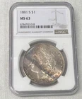 1881-S Morgan Silver Dollar NGC MS63 - STUNNING Dual-Sided Toning - Lustrous BU