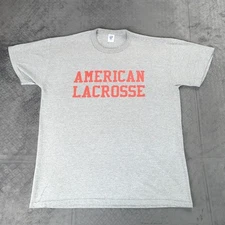 American University Eagles Lacrosse Shirt Russell Short Sleeve Gray Men Large