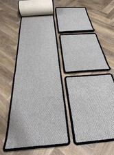HERRINGBONE Caravan/Motorhome Carpet Runner Mat Set, Bleach Cleanable, 50cm Wide