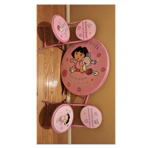 Dora the Explorer Folding Metal Play Table & Chair Set Pink Cartoon Flowers