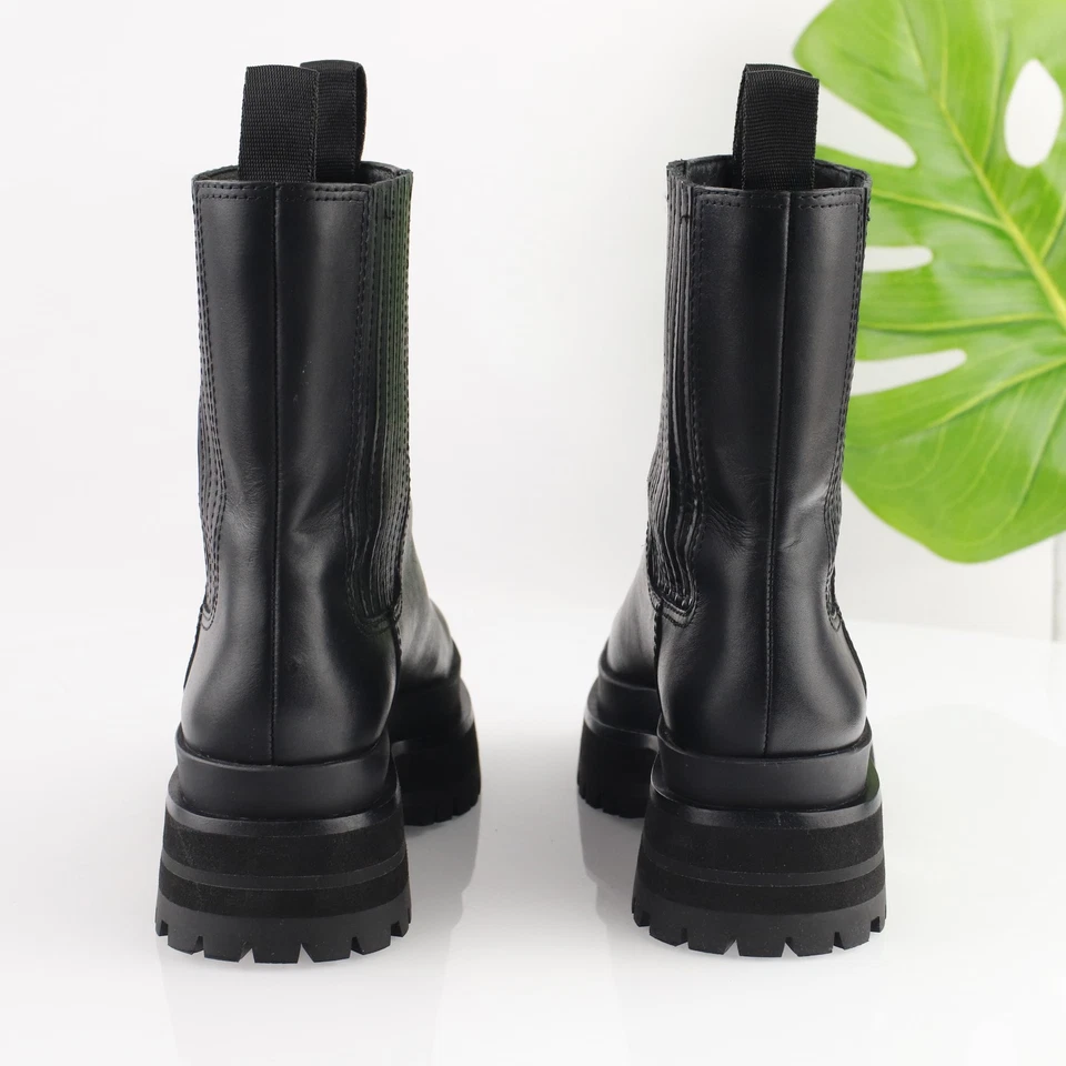 Bota Toni Loeffler Randall Mujer Talla 6 Cuero Negro Plataforma Chelsea Tag Suela Foto 4 de 4