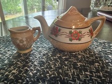 Vintage Japan Lustreware Mini Teapot  Creamer Child Tea Set Pink Luster