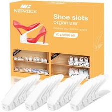 20 PCS White Shoe Slots Organizer Adjustable Rack Stacker Space Saver Holder