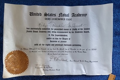 1937 U.S. Naval Academy Diploma Certificate of Graduation HTF VTG OLD BS Degree