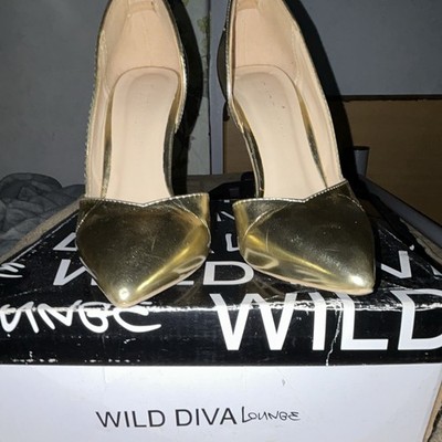 Wild Diva Lounge Women s Gold Pointed Toe Stiletto Pumps Slip On Size 5