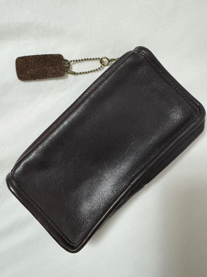 Vintage Coach Chunky Case 7165 Brown mahogany Leather Bag Wallet Cosmetic Pouch - Image 3 of 4