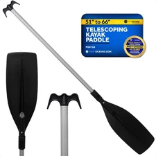 Telescopic Canoe Paddle w/ Bilge Pump Function, Telescoping from 51" to 66"
